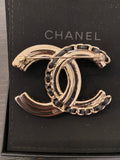 Chanel Leather, Crystal and Pearl CC Brooch (new)