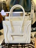 Pre Loved Celine Luggage Handbag in white leather