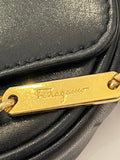 Pre Loved Salvatore Ferragamo Gancini Black Leather Crossbody or Belt Mini Bag on Chain