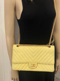 Pre Loved Chanel Yellow Chevron 2.55 Reissue Flap Bag