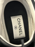 Pre Loved Gents Chanel Black Logo Leather Trainers Size UK 8.5