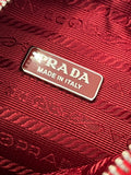 Pre Loved Prada Re-Edition 2000 Embroidered Drill Mini Bag in Red and Cream
