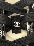 Pre Loved Chanel Runner Sneakers Black & White CC Suede & Leather UK6.5 New