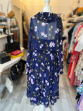 Pre Loved Mikael Aghal Navy Floral Tiered Dress UK10