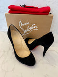 Pre Loved Christian Louboutin Ron Ron 100 Black Suede Pump Heels UK 4