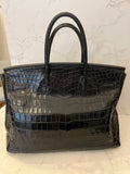 Pre Loved Hermes Birkin 35 in Black Certified Exotic Leather