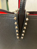 Pre Loved Christian Louboutin Cabata Black Tote Gunmetal Spikes