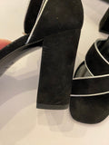 Pre Loved Yves Saint Laurent Black Platform Velvet Heels UK 3.5 (excellent)