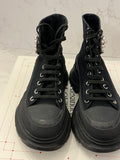 Pre Loved Alexander McQueen Pearl & Crystal Embellished “Tread” Combat Boots UK 7