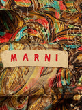 Pre Loved Marni Colourful Mosaic Metallic A-Line Trapeze Blouse Top & A-Line Pleated Skirt Suit Uk 10-12