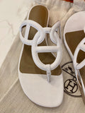 Pre Loved Hermes White Leather Beach Sandal UK3