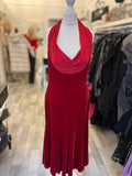 Pre Loved Amanda Wakeley Red Velvet Halter Neck Dress fits UK10-12