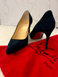 Pre Loved Christian Louboutin Navy Suede Heels Size UK 7 (new)