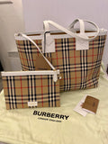 Pre Loved Burberry Medium London Canvas & Leather Tote