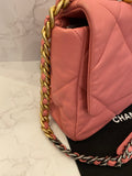 Pre Loved Chanel 19 in Pink Quilted Lambskin Leather - Excellent