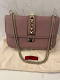 Pre Loved Valentino Garavani Rockstud Glam Bag in Poudre Leather