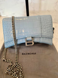 Pre Loved Balenciaga Hourglass Clutch on Chain in Blue (excellent)