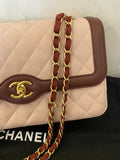 Pre Loved Chanel Single Flap Classic in Dusky Pink & Burgundy - Excellent