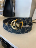 Gucci Marmont GG Denim Canvas Belt 90cm (fits uk-12)