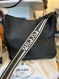 Prada Vitello Danio Hobo Messenger Bag in Black