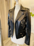 Saint Laurent Black Lambskin Biker Jacket with studded detail and star brooch FR 38 (Fits Uk6/8)