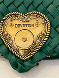 Pre Loved Dolce & Gabbana Devotion Shoulder Bag in Green Interwoven Leather with Pouch (excellent)