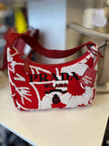 Pre Loved Prada Re-Edition 2000 Embroidered Drill Mini Bag in Red and Cream