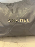 Pre Loved Chanel 22 in Grey Calf Leather 2023 (pristine)