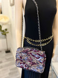 Pre Loved Chanel Flap Bag in Anthracite, Taupe & Bordeaux Matte Sequins (excellent)