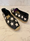 Pre Loved Saint Laurent Black Leather Stars Espadrilles UK 6 (NEW)