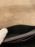 Pre Loved Jimmy Choo Pewter Metallic Leather Clutch / Wallet on Chain (excellent)