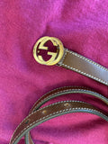 Gucci Narrow Brown Leather GG Belt 95cm