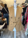 Veronica Beard Camel Linen Waistcoat UK 10