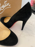 Pre Loved Christian Louboutin Ron Ron 100 Black Suede Pump Heels UK 4