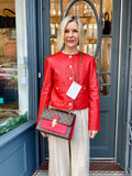 Veronica Beard Andrea Red Leather Jacket UK 6 fits UK 8-10 (new)