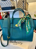 Mulberry Bayswater with Strap in Ocean Green Grained Leather