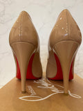 Pre Loved Christian Louboutin 100 Nude Patent Heels UK3.5