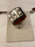 Pre Loved Hermes Collier de Chein Bracelet in Black Leather - Size S