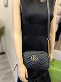 Pre Loved Gucci GG Marmont Matelasse Shoulder/Crossbody Camera Bag in Black ** reserved A**