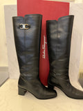 Pre Loved Salvatore Ferragamo Black Leather Boots UK 5.5