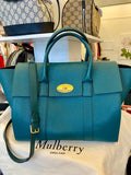 Mulberry Bayswater with Strap in Ocean Green Grained Leather