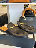 Gucci Princetown Black Leather Mules - Size UK 6