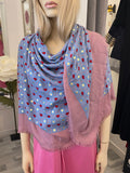 Pre Loved Gucci GG hearts & stars , blue and pink modal blend shawl