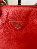 Pre Loved Prada Red Leather Vitello Daino tote