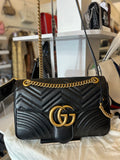 Gucci GG Large Marmont Matelasse Shoulder Bag in Black
