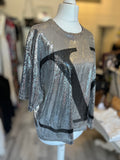 Pre Loved Red Valentino Silver Sequin Top XS -oversized