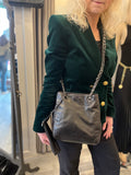 Pre Loved Chanel Vintage Coco Mark Shoulder / Crossbody Bucket Bag in Black Lambskin Leather
