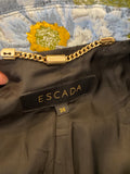 Pre Loved Escada Textured Blue Floral Dress and Coat Suit UK10 (excellent)