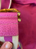 Gucci Vintage Bamboo Pink Web Stripe Belt 95cm
