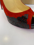 Pre Loved Christian Louboutin Veramucha 120 Patent & Suede Heels UK4